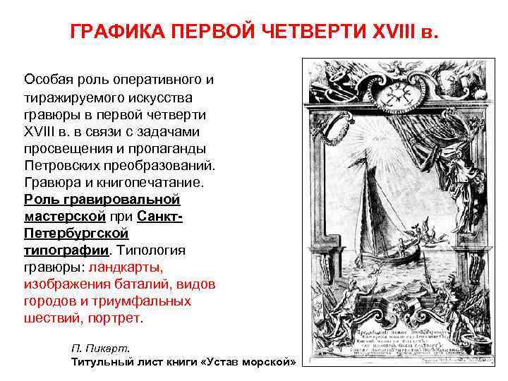 ГРАФИКА ПЕРВОЙ ЧЕТВЕРТИ XVIII в. Особая роль оперативного и тиражируемого искусства гравюры в первой