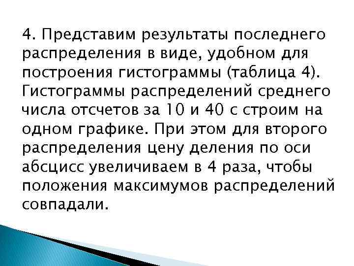 4. Представим результаты последнего распределения в виде, удобном для построения гистограммы (таблица 4). Гистограммы