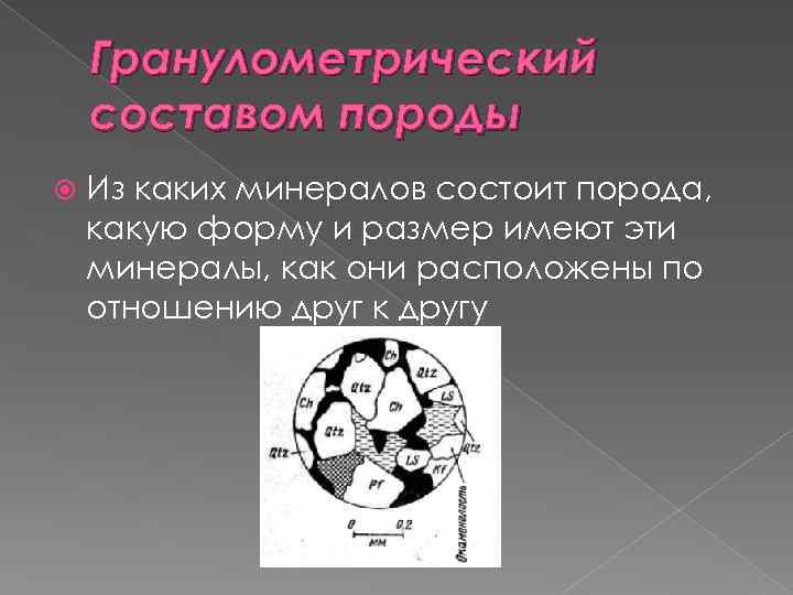 Гранулометрический составом породы Из каких минералов состоит порода, какую форму и размер имеют эти