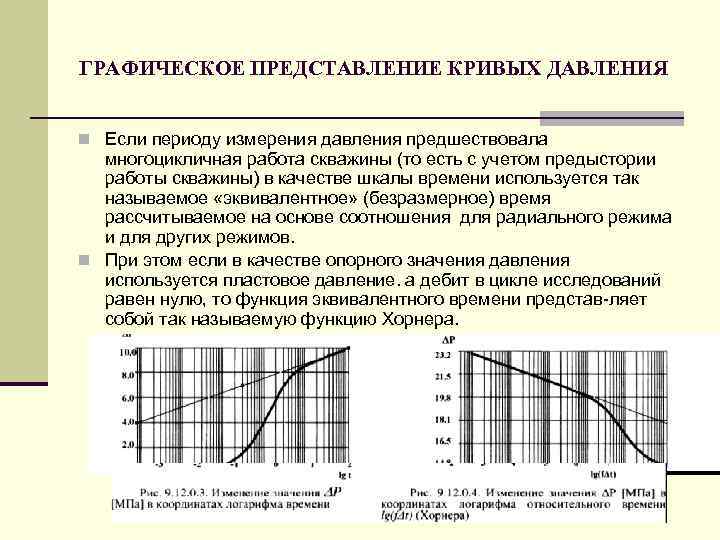 ГРАФИЧЕСКОЕ ПРЕДСТАВЛЕНИЕ КРИВЫХ ДАВЛЕНИЯ n Если периоду измерения давления предшествовала многоцикличная работа скважины (то