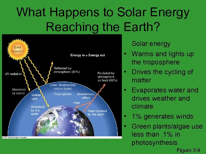 What Happens to Solar Energy Reaching the Earth? Solar energy • Warms and lights