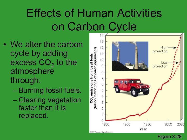 Effects of Human Activities on Carbon Cycle • We alter the carbon cycle by