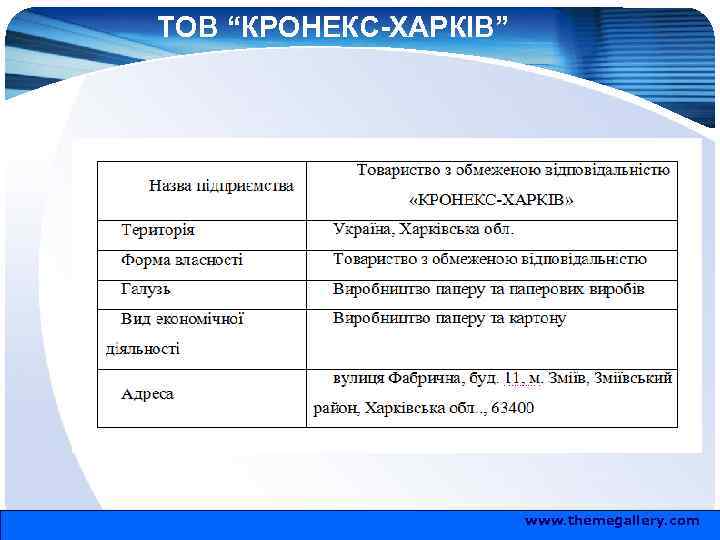 ТОВ “КРОНЕКС-ХАРКІВ” www. themegallery. com 