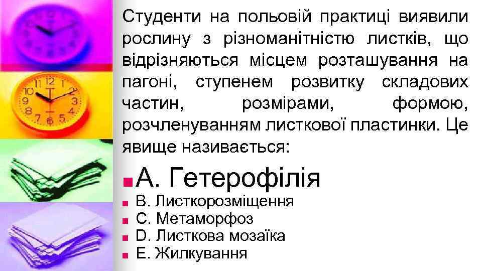 Студенти на польовiй практицi виявили рослину з рiзноманiтнiстю листкiв, що вiдрiзняються мiсцем розташування на