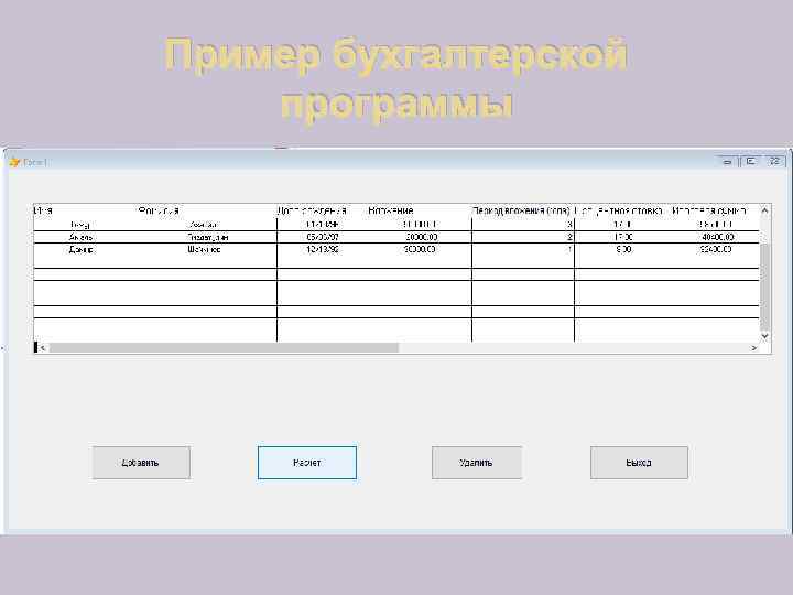Пример бухгалтерской программы 