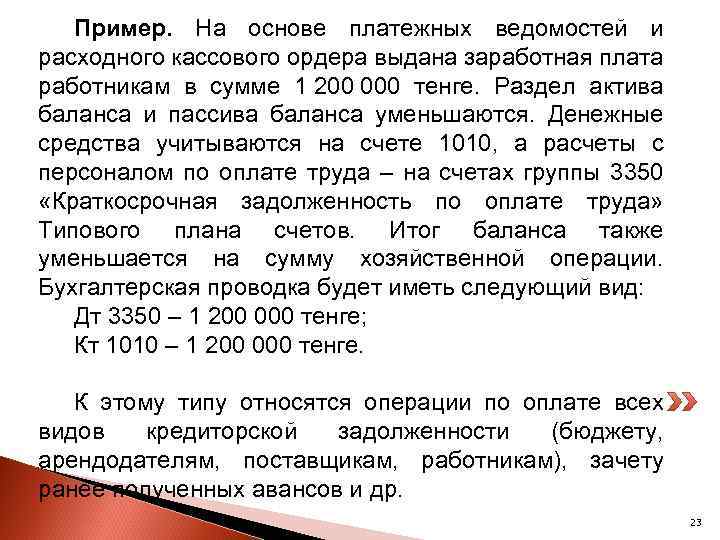 Пример. На основе платежных ведомостей и расходного кассового ордера выдана заработная плата работникам в