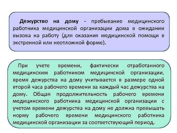 Дежурство на дому - пребывание медицинского работника медицинской организации дома в ожидании вызова на