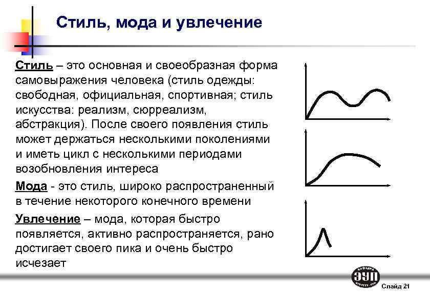 Стиль, мода и увлечение Стиль – это основная и своеобразная форма самовыражения человека (стиль