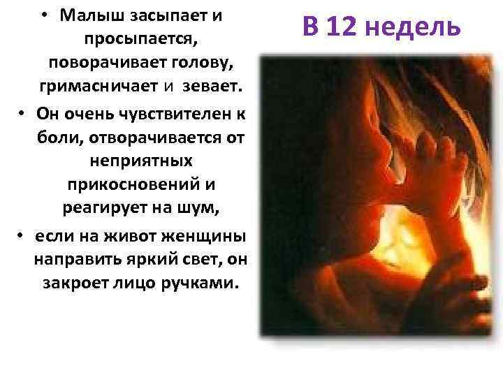  • Малыш засыпает и просыпается, поворачивает голову, гримасничает и зевает. • Он очень