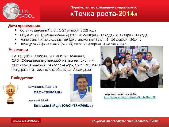 Первенство по командному управлению «Точка роста-2014» Дата проведения § § Организационный этап: 1 -27