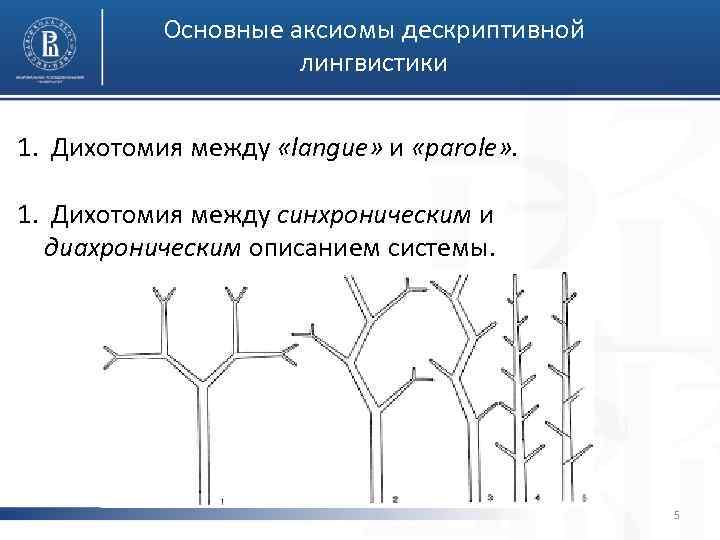 Основные аксиомы дескриптивной лингвистики 1. Дихотомия между «langue» и «parole» . 1. Дихотомия между