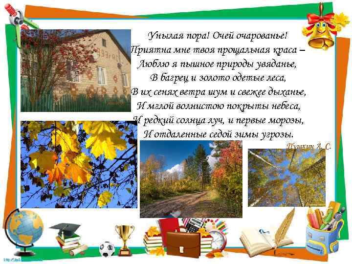 Унылая пора! Очей очарованье! Приятна мне твоя прощальная краса – Люблю я пышное природы
