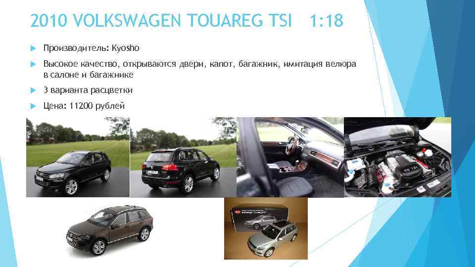 2010 VOLKSWAGEN TOUAREG TSI 1: 18 Производитель: Kyosho Высокое качество, открываются двери, капот, багажник,