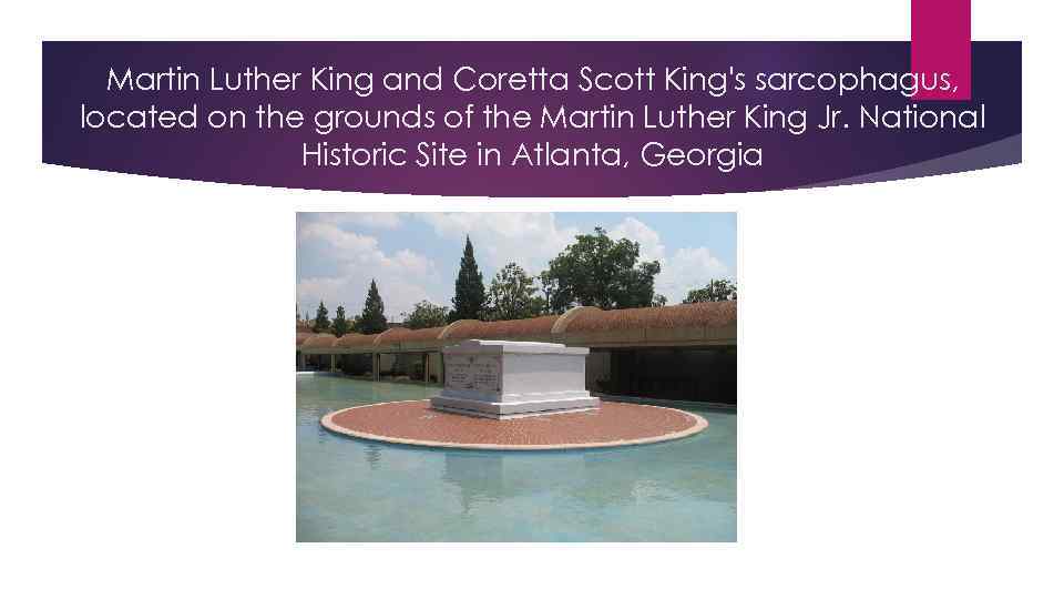 Martin Luther King and Coretta Scott King's sarcophagus, located on the grounds of the