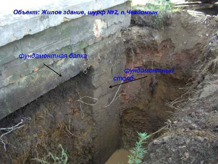 Объект: Жилое здание, шурф № 2, п. Чегдомын фундаментная балка фундаментный столб 41 