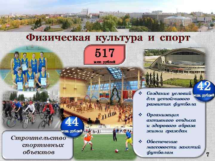 Администрация города Омска 42 v Создание условий млн. рублей для устойчивого развития футбола 44