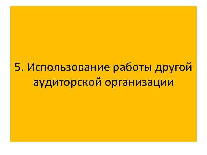 5. Использование работы другой аудиторской организации 