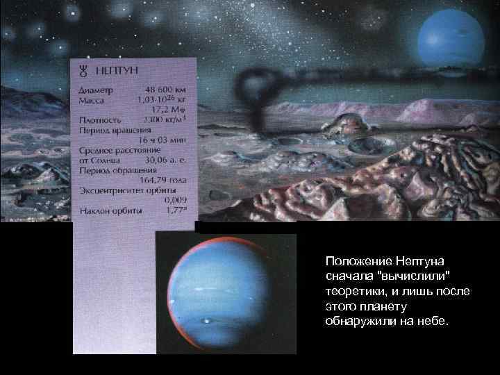 Положение Нептуна сначала 