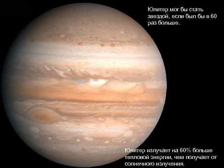 Юпитер мог бы стать звездой, если был бы в 60 раз больше. Юпитер излучает