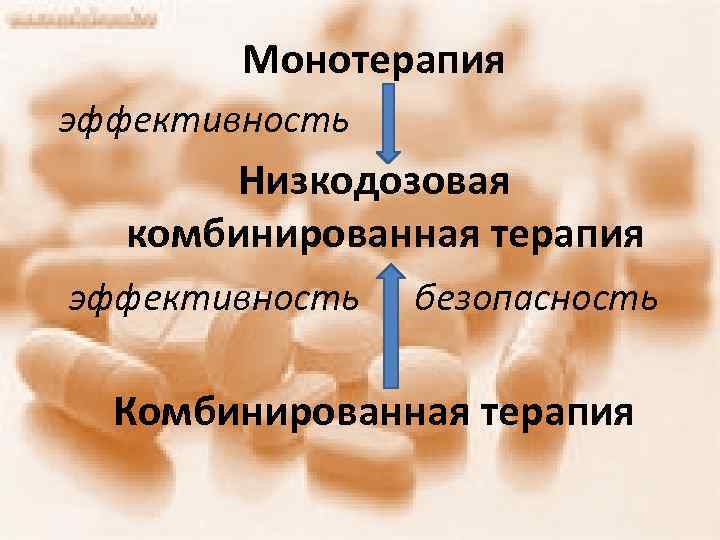 Монотерапия эффективность Низкодозовая комбинированная терапия эффективность безопасность Комбинированная терапия 