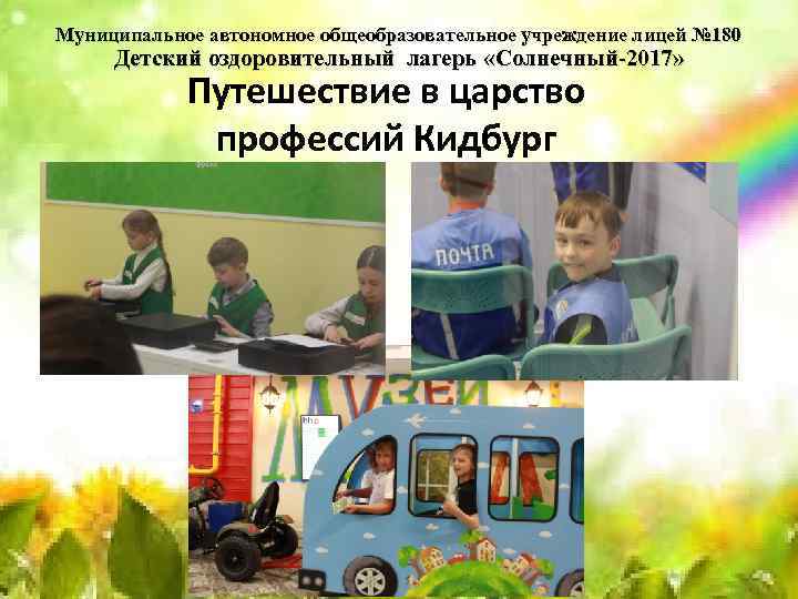 Муниципальное автономное общеобразовательное учреждение лицей № 180 Детский оздоровительный лагерь «Солнечный-2017» Путешествие в царство