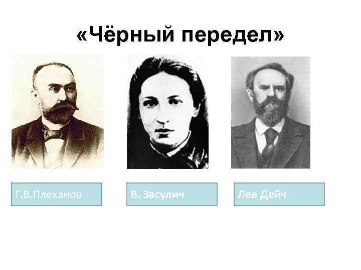  «Чёрный передел» Г. В. Плеханов В. Засулич Лев Дейч 