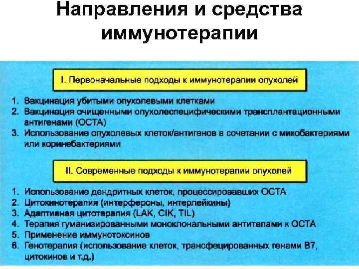 Направления и средства иммунотерапии 