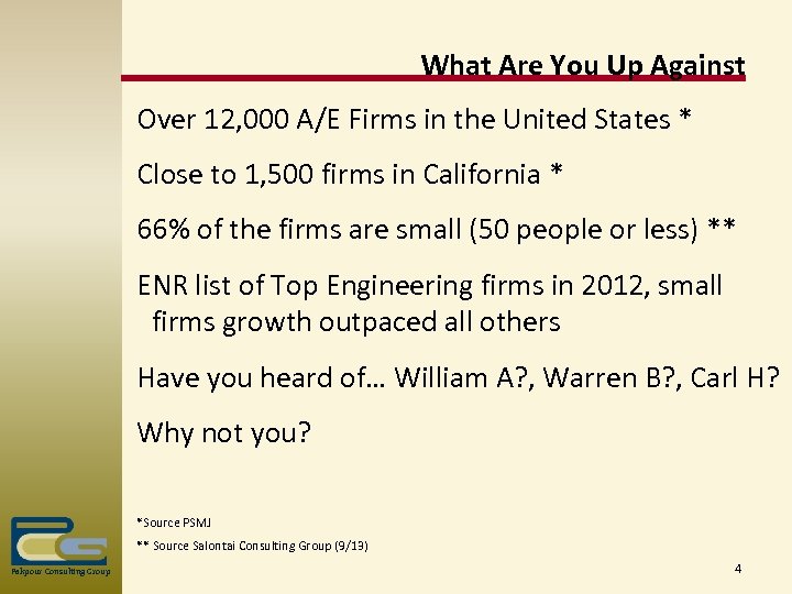 What Are You Up Against Over 12, 000 A/E Firms in the United States