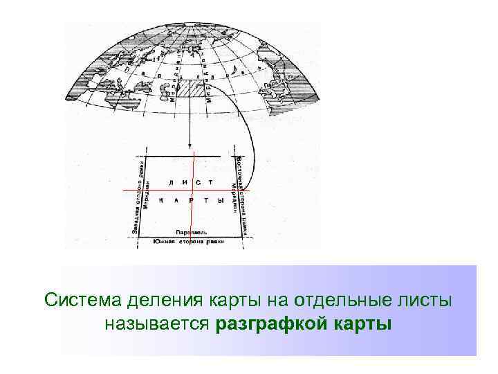 Система деления карты на отдельные листы называется разграфкой карты 