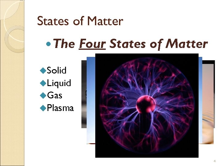 States of Matter The Four States of Matter u. Solid u. Liquid u. Gas