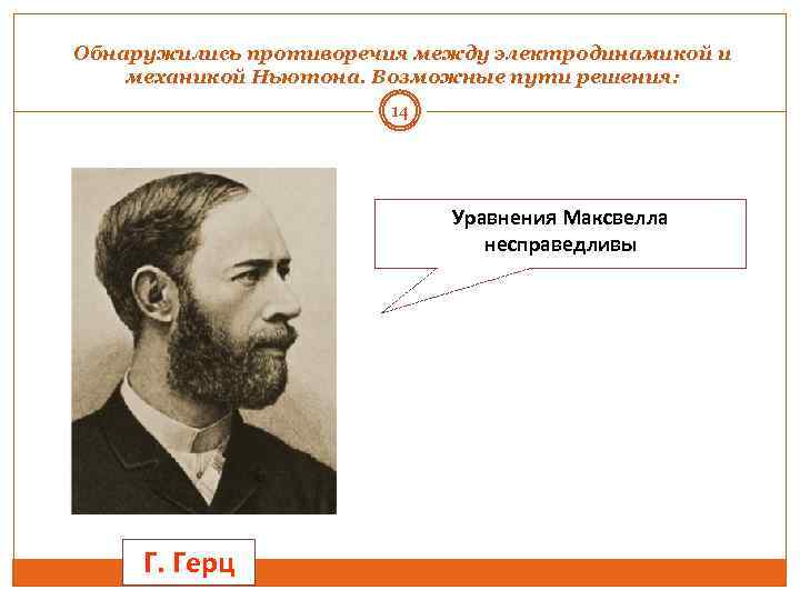 Обнаружились противоречия между электродинамикой и механикой Ньютона. Возможные пути решения: 14 Уравнения Максвелла несправедливы