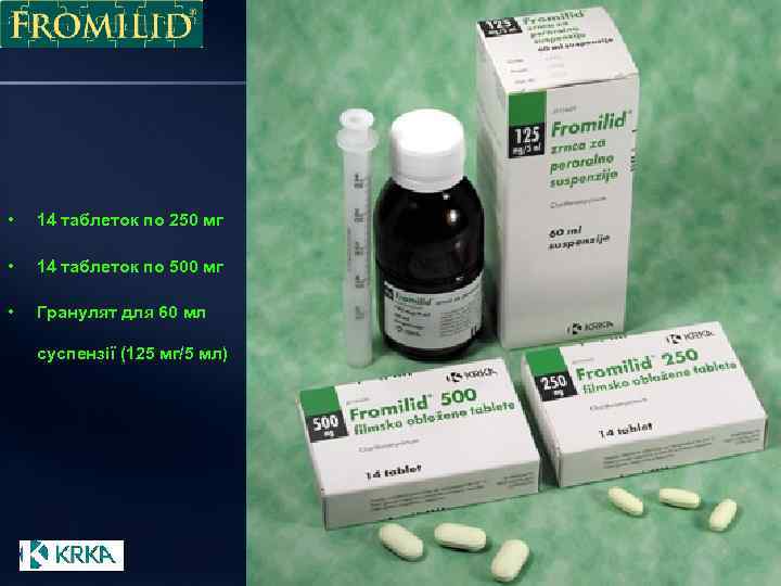  • 14 таблеток по 250 мг • 14 таблеток по 500 мг •