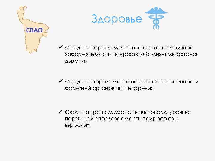 Здоровье ü Округ на первом месте по высокой первичной заболеваемости подростков болезнями органов дыхания