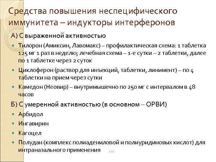 Средства повышения неспецифического иммунитета – индукторы интерферонов А) С выраженной активностью Тилорон (Амиксин, Лавомакс)