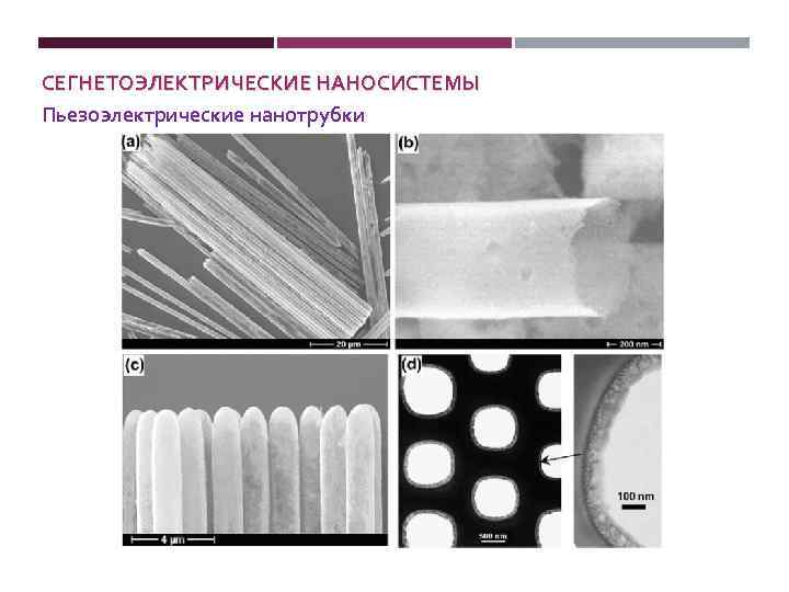 СЕГНЕТОЭЛЕКТРИЧЕСКИЕ НАНОСИСТЕМЫ Пьезоэлектрические нанотрубки 