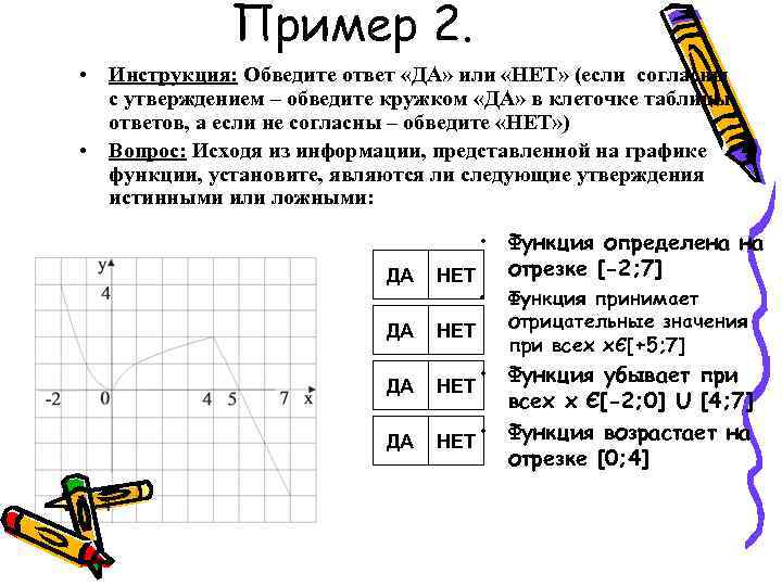 Пример 2. • Инструкция: Обведите ответ «ДА» или «НЕТ» (если согласны с утверждением –