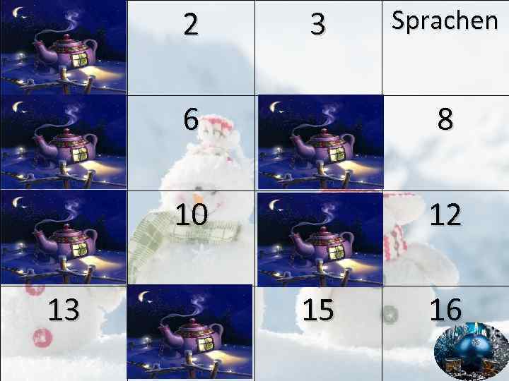 Name 2 3 Sprachen Beruf 6 Alter 8 Land 10 Hobby 12 13 Wohnort