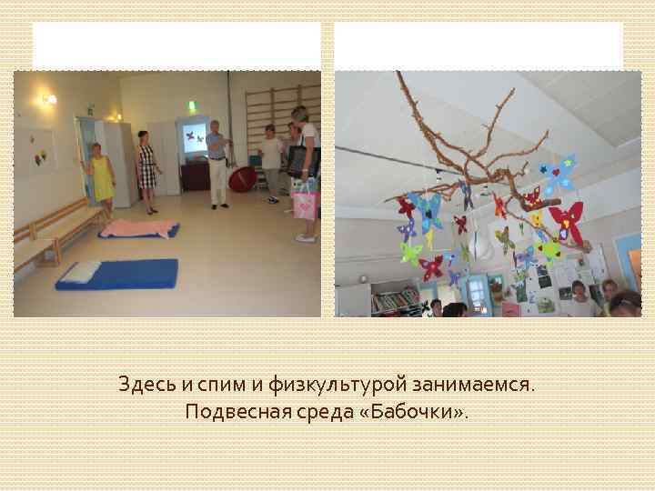 Здесь и спим и физкультурой занимаемся. Подвесная среда «Бабочки» . 