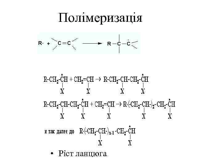 Полімеризація • Ріст ланцюга 