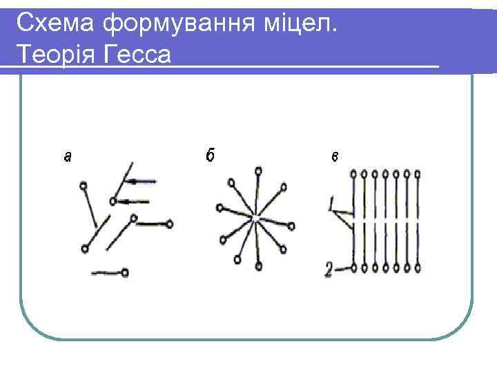 Схема формування міцел. Теорія Гесса 