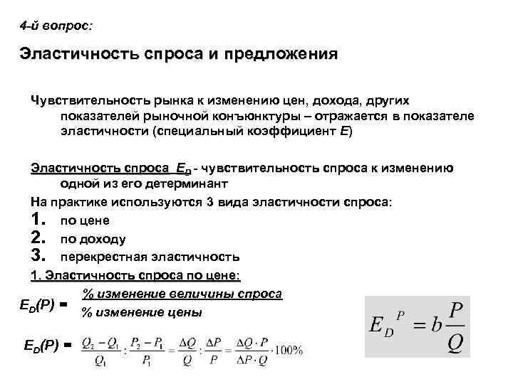 Эластичность спроса виды