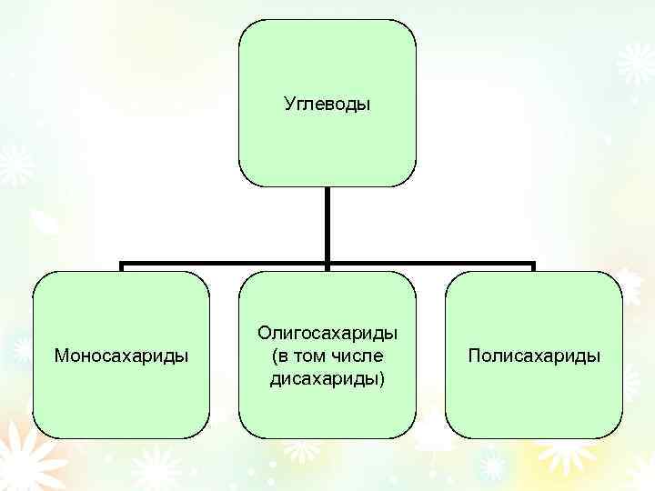 Углеводы Моносахариды Олигосахариды (в том числе дисахариды) Полисахариды 