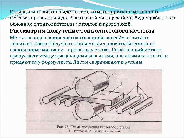 Сплавы выпускают в виде листов, уголков, прутков различного сечения, проволоки и др. В школьной