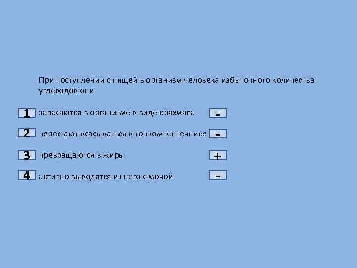 1 2 3 4 При поступлении с пищей в организм человека избыточного количества углеводов
