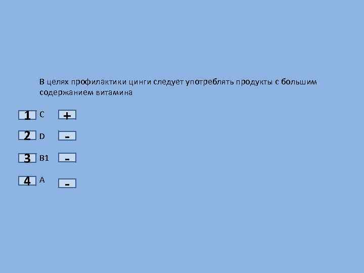 В целях профилактики цинги следует употреблять продукты c большим содержанием витамина 1 2 С