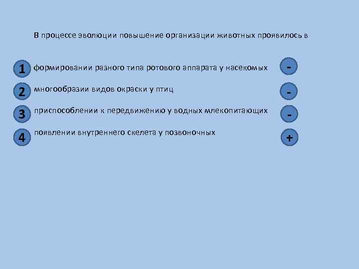 В процессе эволюции повышение организации животных проявилось в 1 формировании разного типа ротового аппарата