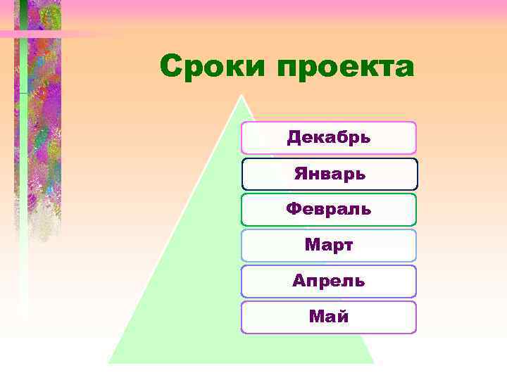 Сроки проекта Декабрь Январь Февраль Март Апрель Май 