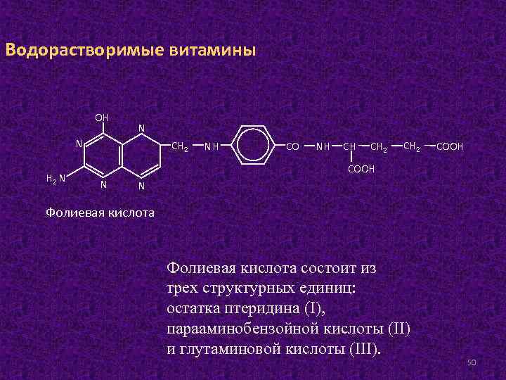 Водорастворимые витамины ОН N N Н 2 N СН 2 NН СО NН СН