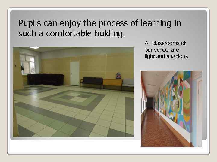 Pupils can enjoy the process of learning in such a comfortable bulding. All classrooms