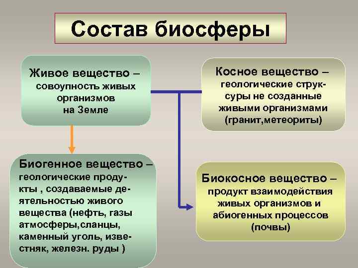 Биосфера состоит из живого вещества. Состав и структура биосферы.